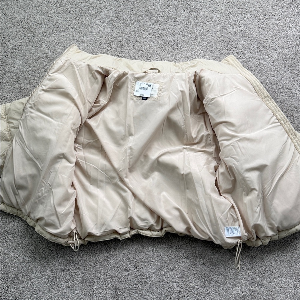 American Eagle Women’s Cream Puffer Cozy Jacket Full Zip Size XXL - Picture 7 of 7